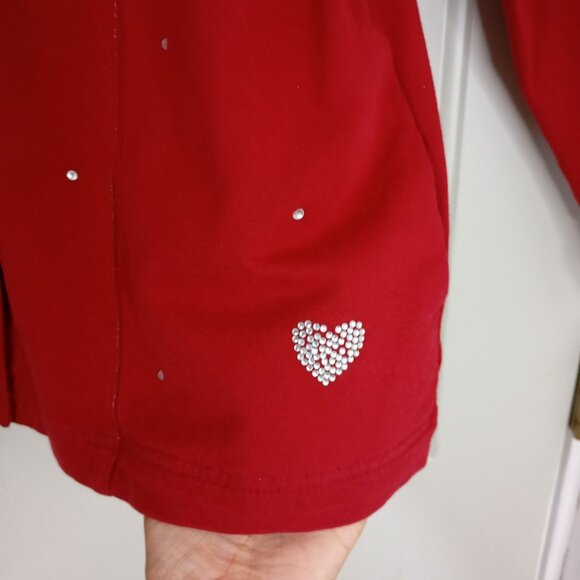 DreamJeannes Red Rhinestone Jacket Button-Up By Quacker Factory XL Womens - Picture 4 of 12